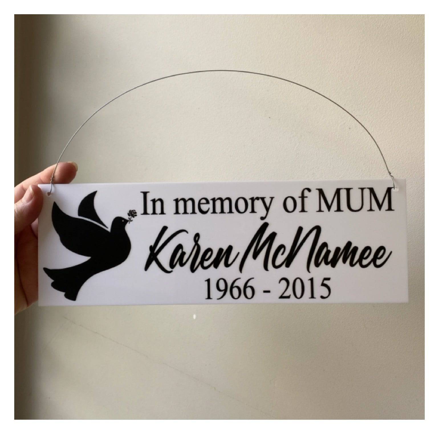 Memorial In Memory Of Custom Personalised Dove Sign - The Renmy Store Homewares & Gifts 