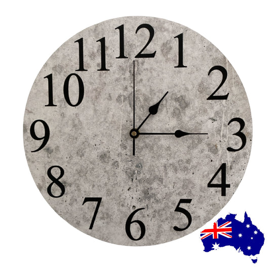 Clock Wall Rustic Concrete Aussie Made - The Renmy Store Homewares & Gifts 
