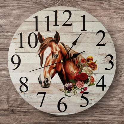 Clock Wall Quarter Horse Floral Aussie Made