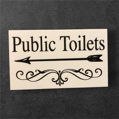 Public Toilets Restroom Wall Door Right Left Arrow Sign - The Renmy Store Homewares & Gifts 