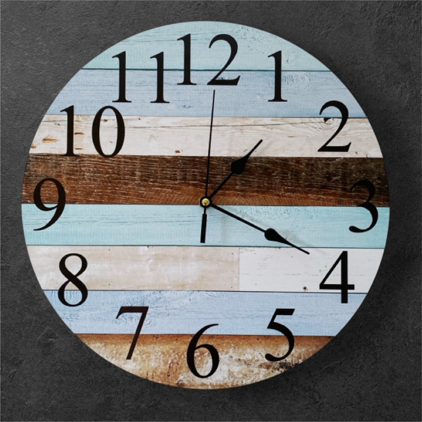 Clock Wall Rustic Wood Timber Blue Aussie Made