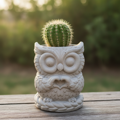 Owl Planter Pot | Handmade Concrete | Succulent Vase Pen Holder | Aussie Made