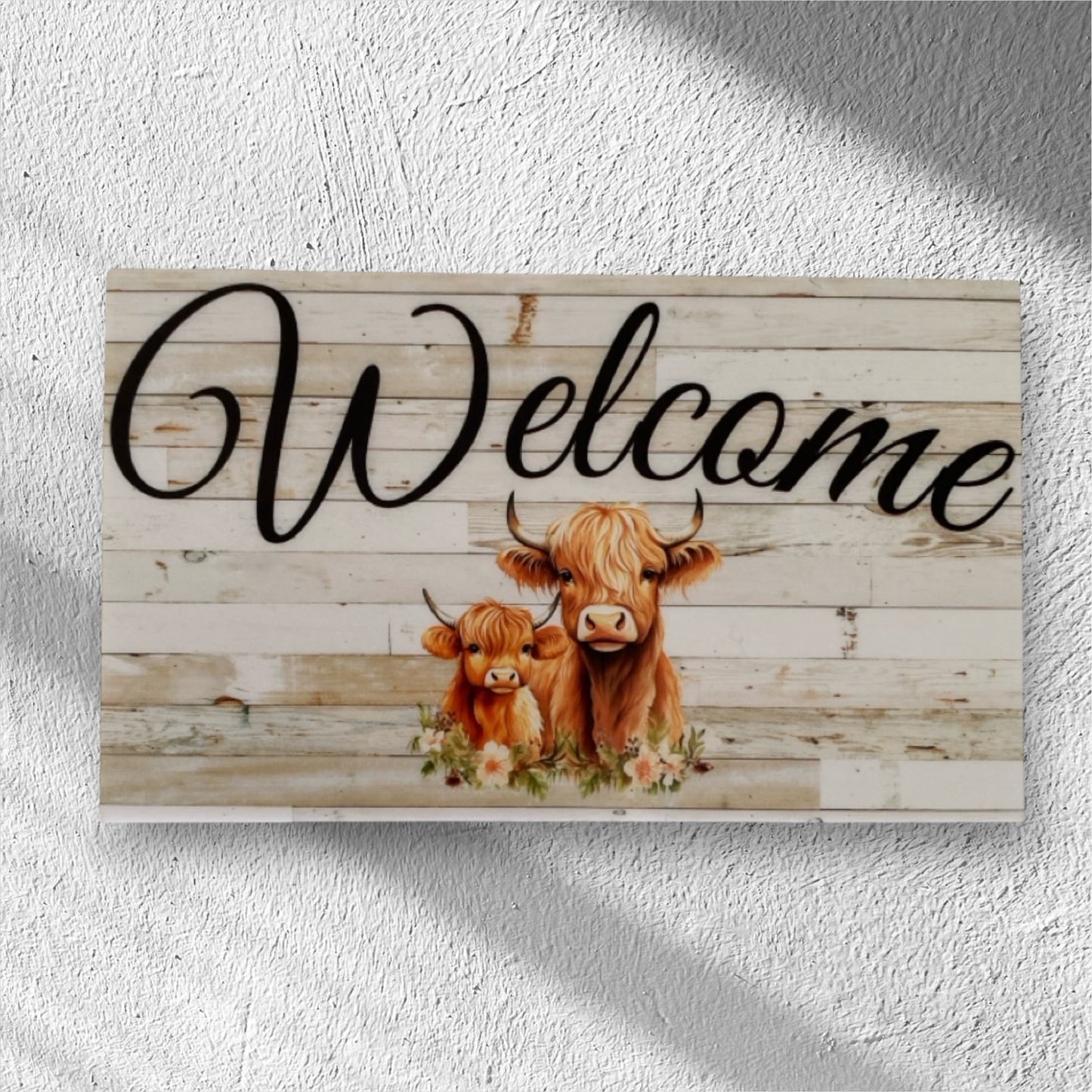 Welcome Highland Cow Farmhouse Sign