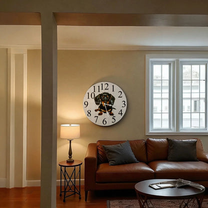 Clock Wall Dachshund Black Tan 30cm 60cm Aussie Made