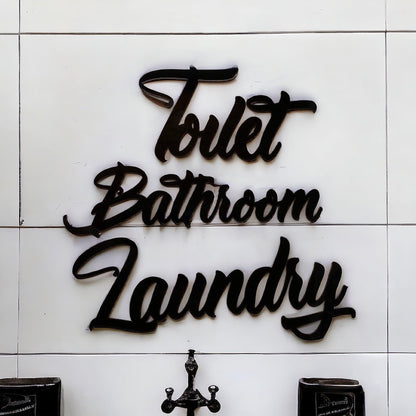 Toilet Laundry Bathroom Door Sign Set Wall Art Vintage - The Renmy Store Homewares & Gifts 