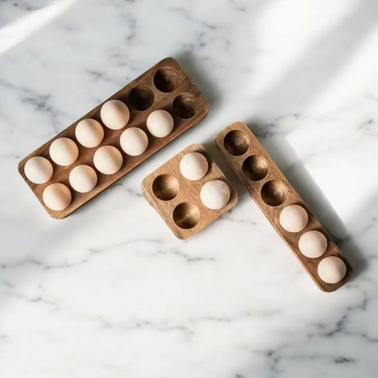 Egg Holder Storage Wooden Organiser Tray