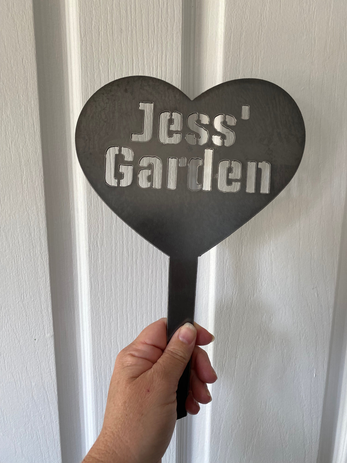 Heart Garden Stake Custom Personalised Name - Rusty Metal - Aussie Made