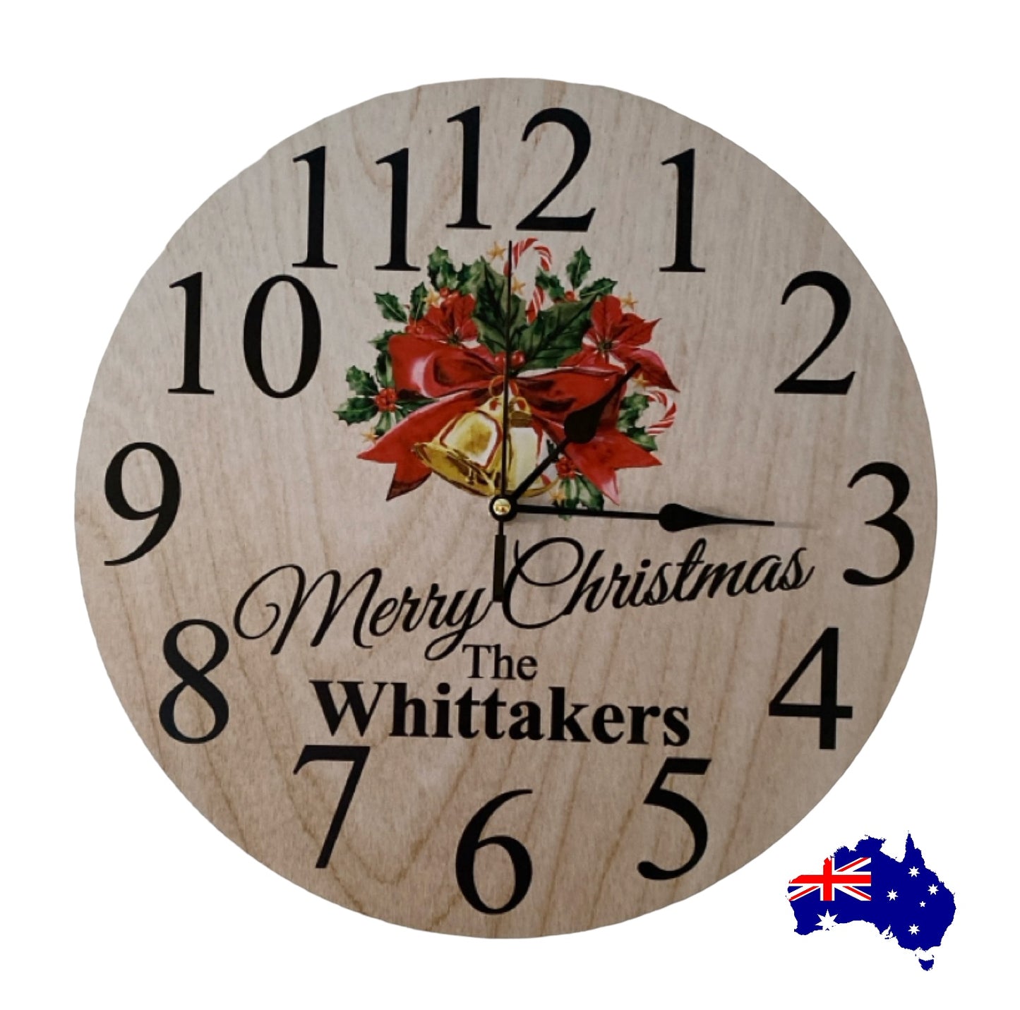 Clock Wall Christmas Family Custom Personalised Aussie Made - The Renmy Store Homewares & Gifts 