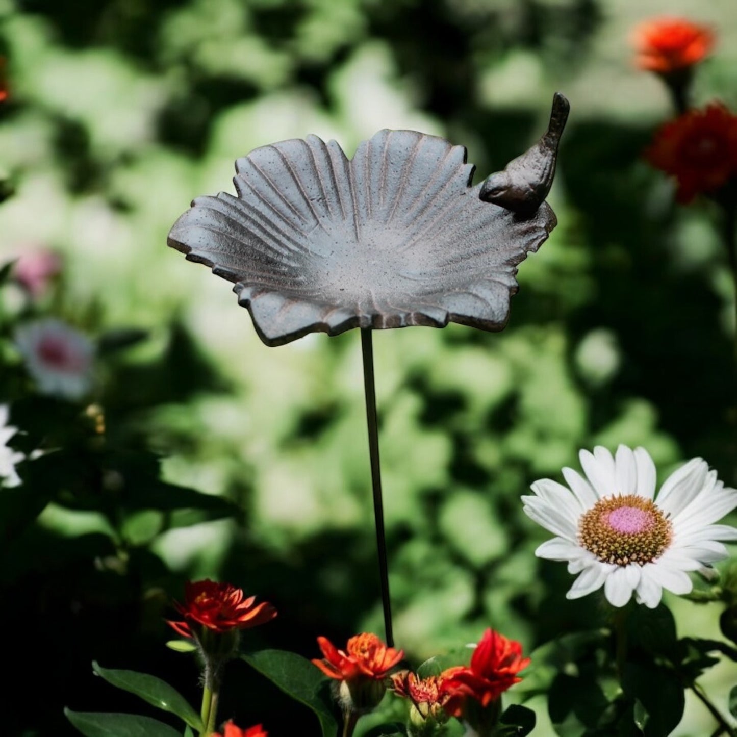 Bird Flower Feeder Water Cast Iron Garden Stake