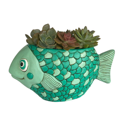 Fish Teal Funky Pot Planter Plant Large - The Renmy Store Homewares & Gifts 