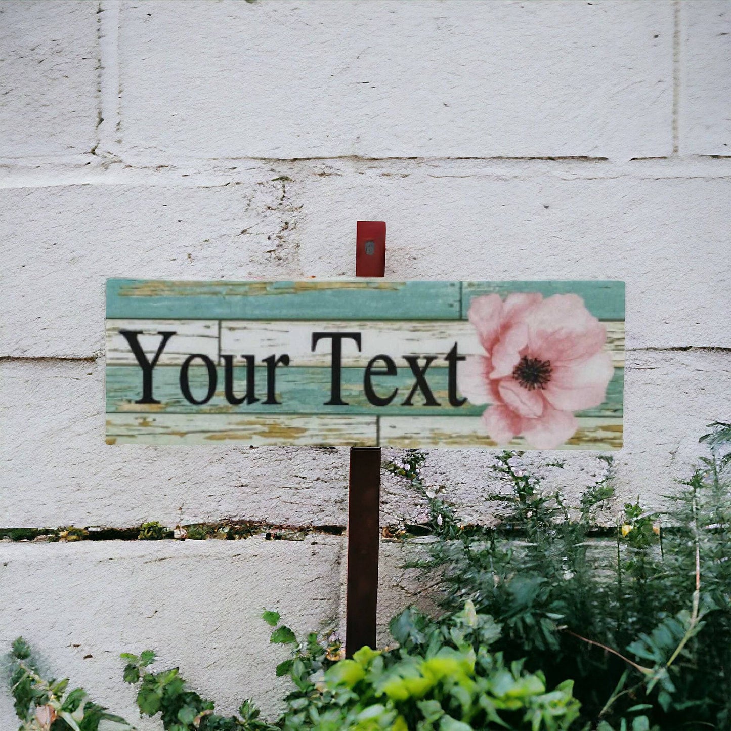 Flower Pink Custom Personalised Rustic Blue Sign - The Renmy Store Homewares & Gifts 