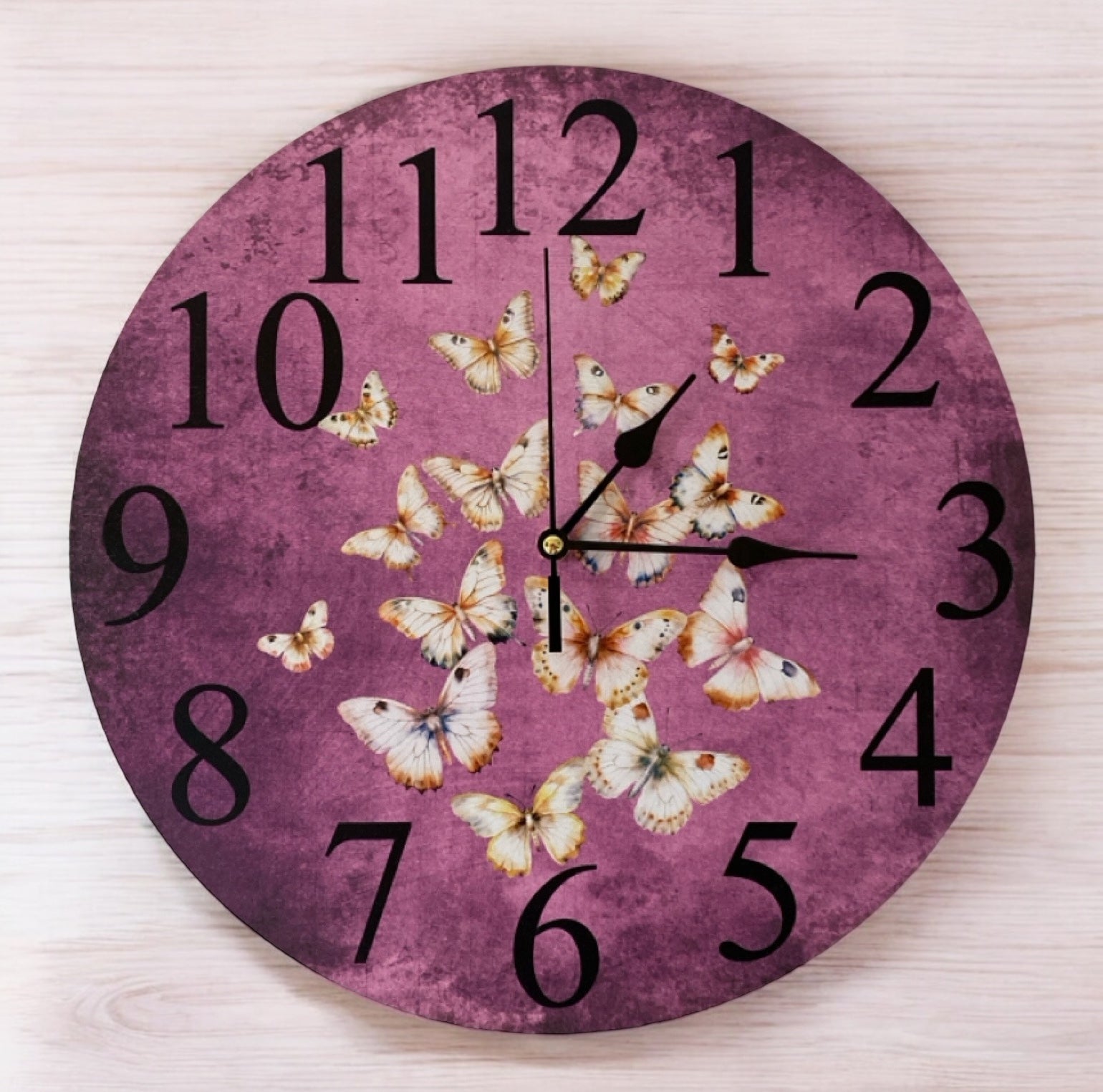 Clock Wall Butterfly Cottage Purple Aussie Made - The Renmy Store Homewares & Gifts 