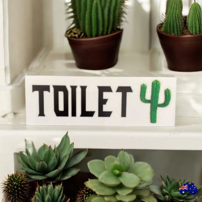 Cactus Toilet Laundry Bathroom Door Sign - The Renmy Store Homewares & Gifts 