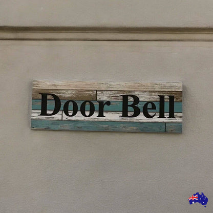 Door Bell Blue Timber Style Sign - The Renmy Store Homewares & Gifts 