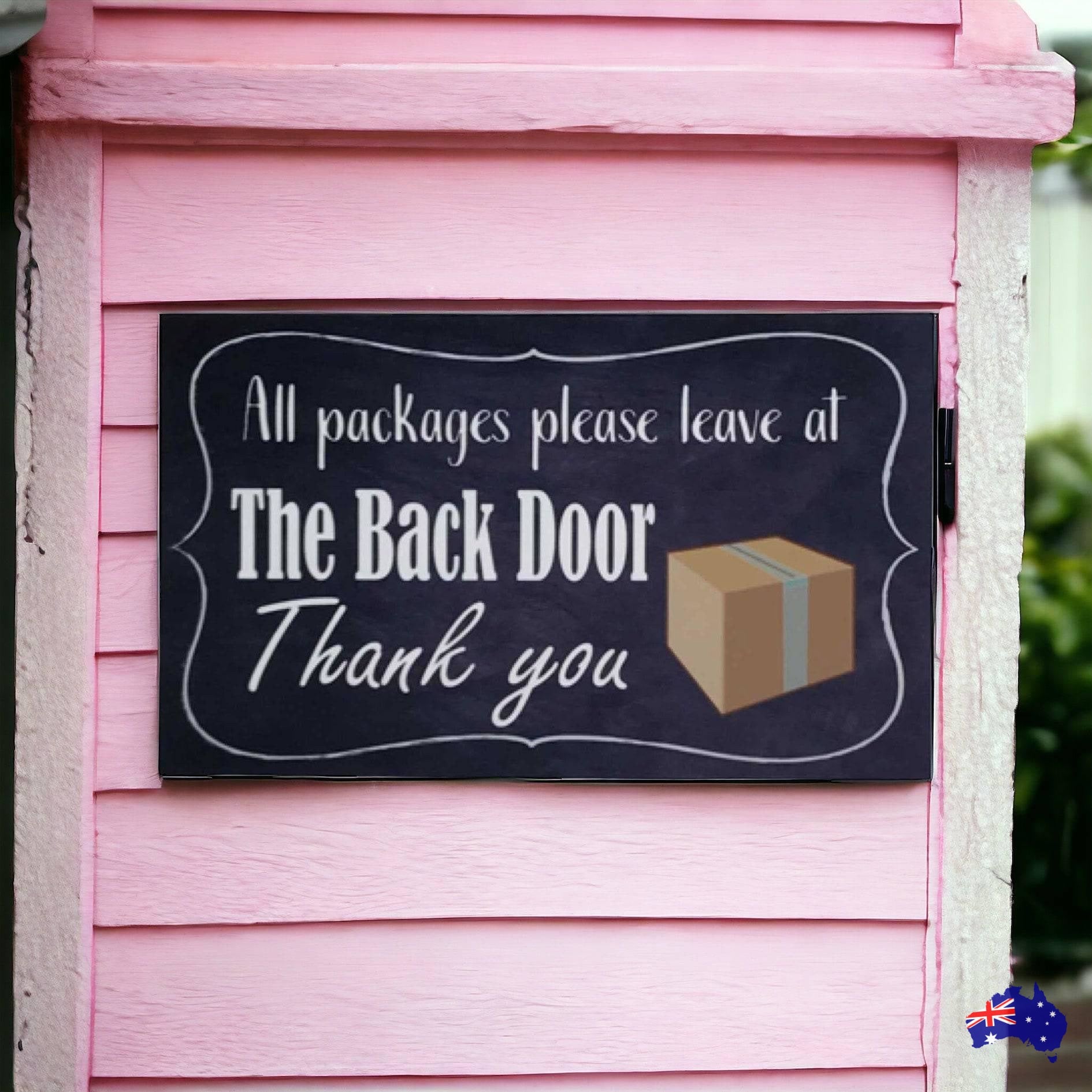 Courier Delivery Leave Packages Back Door Sign - The Renmy Store Homewares & Gifts 