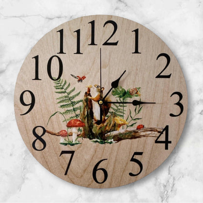 Clock Wall Squirrel Lady Beetle Snail Mushroom Aussie Made - The Renmy Store Homewares & Gifts 