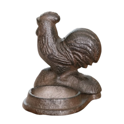 Candle Holder Rooster Rustic Cast Iron