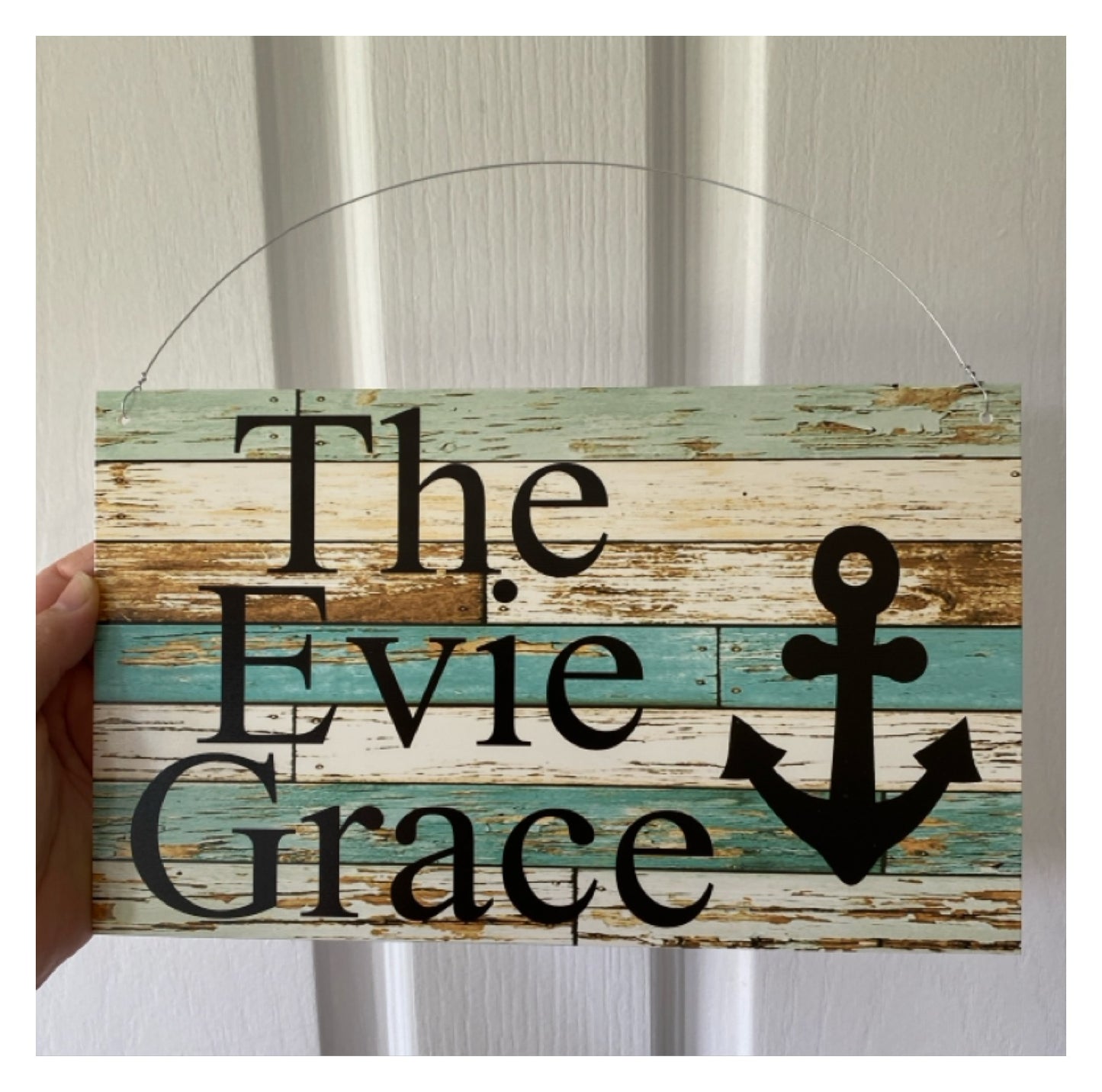 Anchor Nautical Blue Boat Custom Personalised Sign