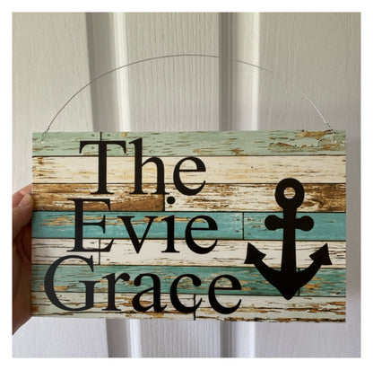 Anchor Nautical Blue Boat Custom Personalised Sign