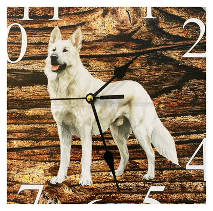 Clock Wall Dog White German Shepherd 30cm 60cm Aussie Made