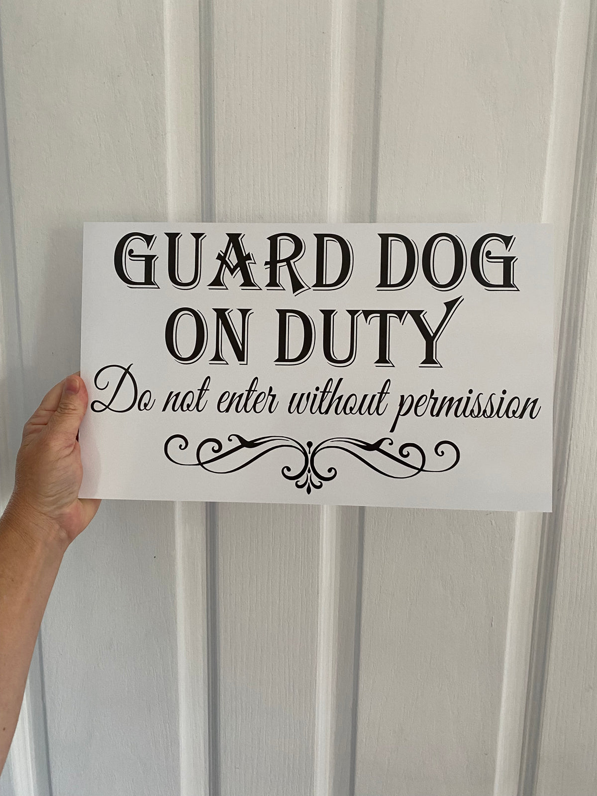 Custom Guard Dog On Duty Sign or Sticker | Personalised No Entry Sign | Large Format Acrylic | Aussie Made