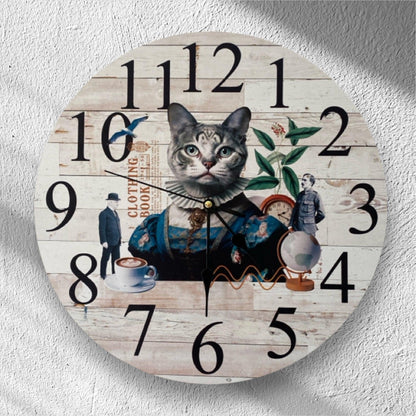 Clock Wall Cat Vintage Retro Aussie Made