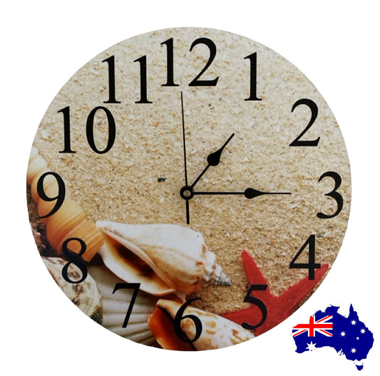 Clock Wall Ocean Beachside Shell Aussie Made
