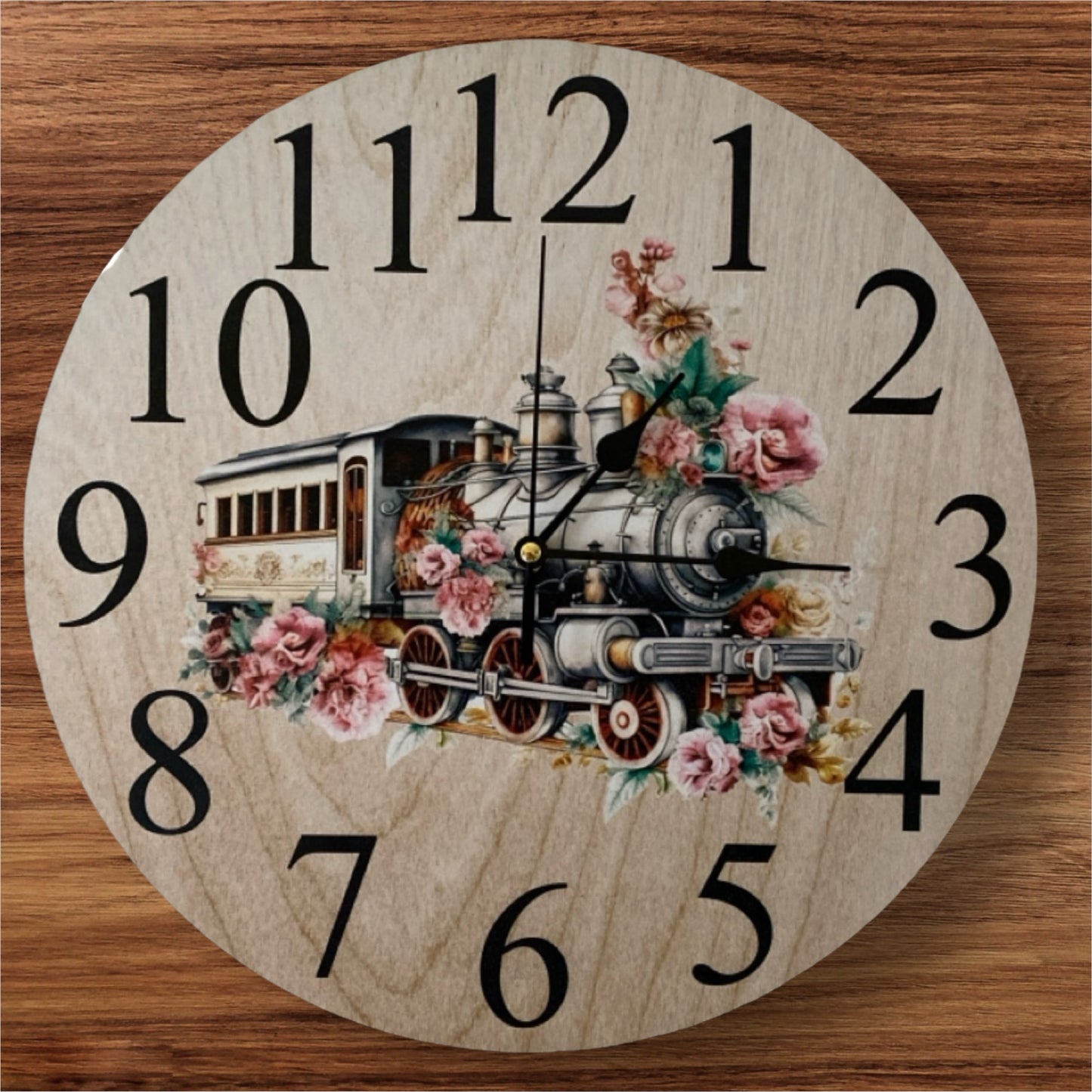 Clock Wall Floral Train Shabby Chic Aussie Made - The Renmy Store Homewares & Gifts 