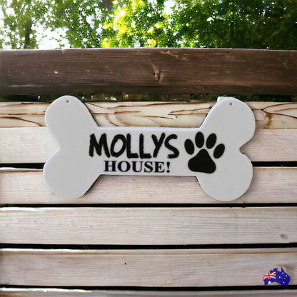 Dog Bone Dogs Name Custom House Sign - The Renmy Store Homewares & Gifts 