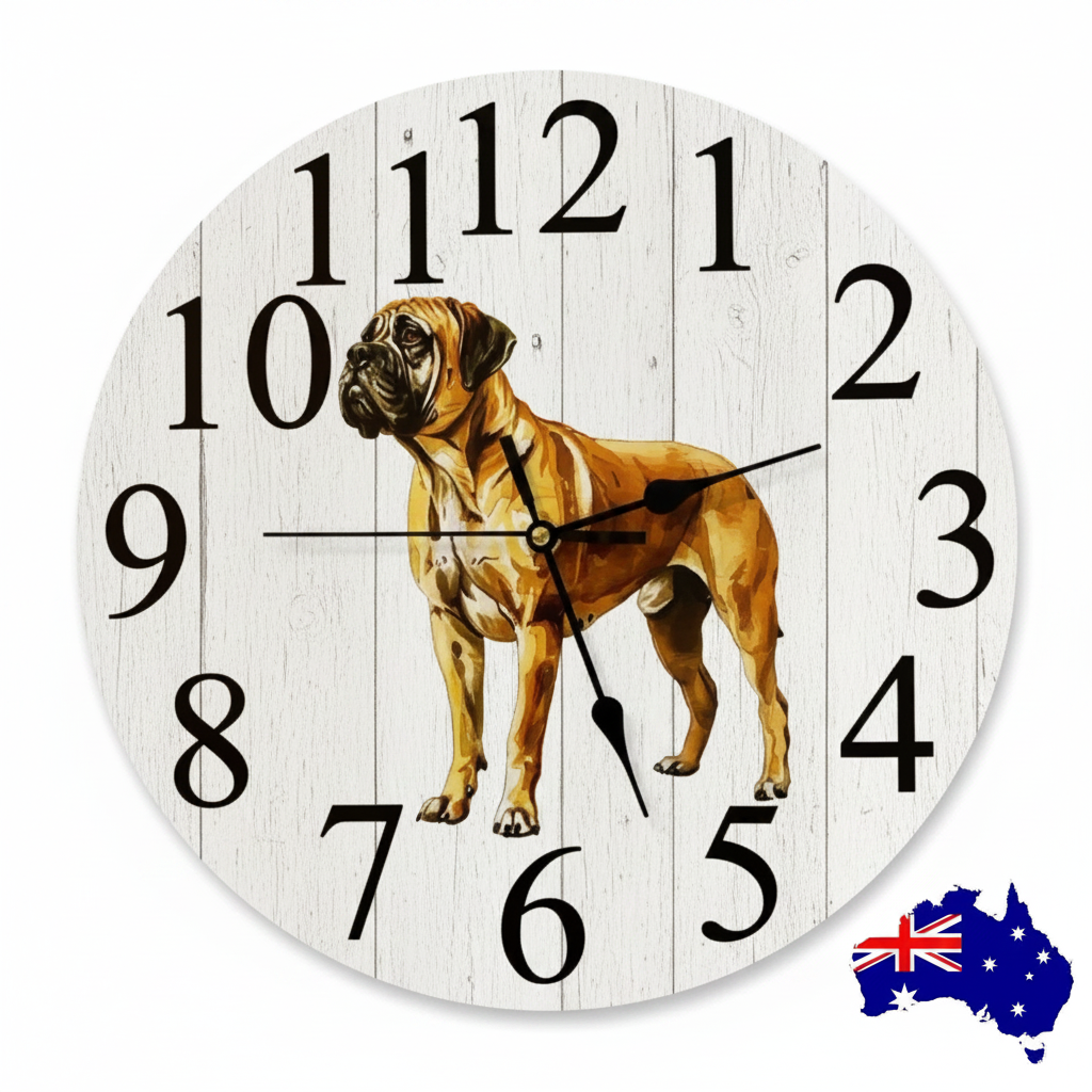 Bullmastiff Dog Wall Clock | Aussie Made 30cm 60cm