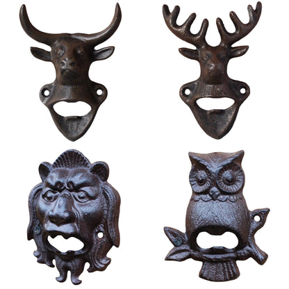 Bottle Opener Wall Mounted Iron Cow Owl Deer Lion - The Renmy Store Homewares & Gifts 