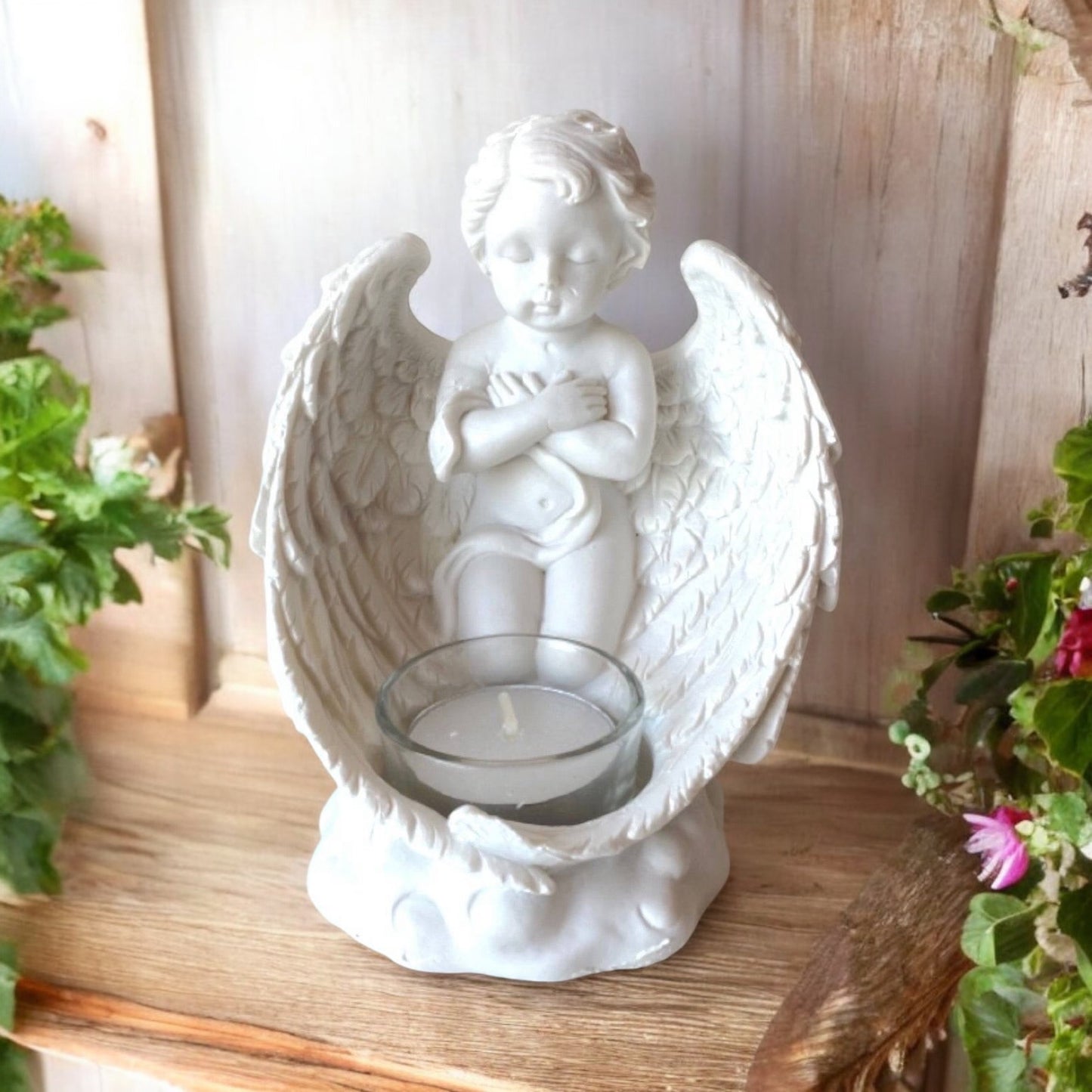 Cherub Angel with Tealight Candle