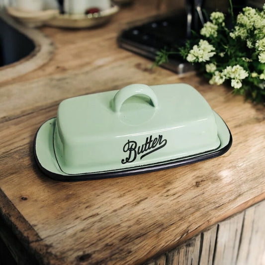 Butter Cheese Retro Nostalgic Enamel Sage Green