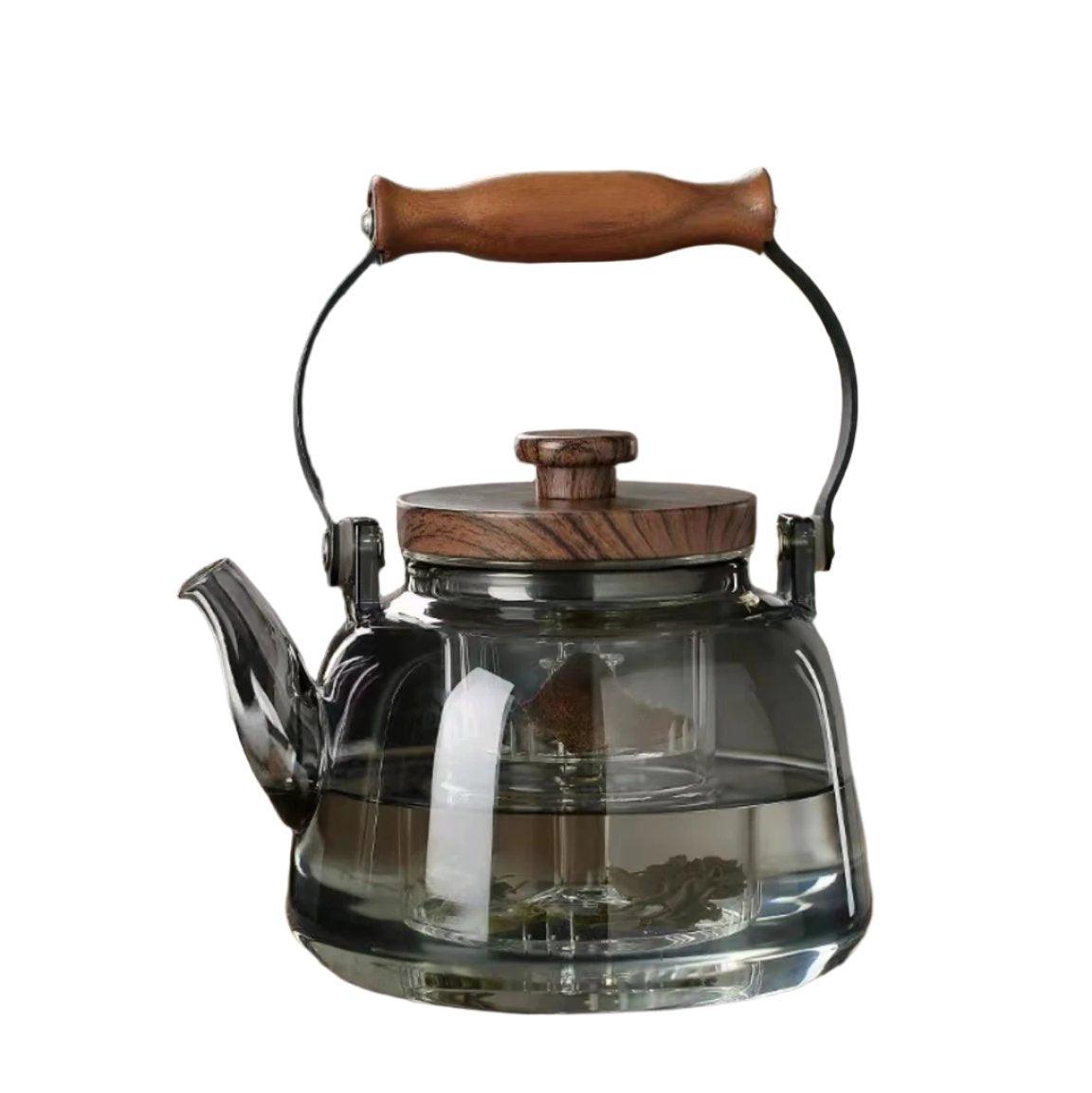 Glass Teapot Vintage Wooden Coastal Farm