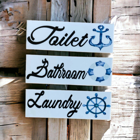 Nautical Boat Door Room Sign Toilet Laundry Bathroom - The Renmy Store Homewares & Gifts 