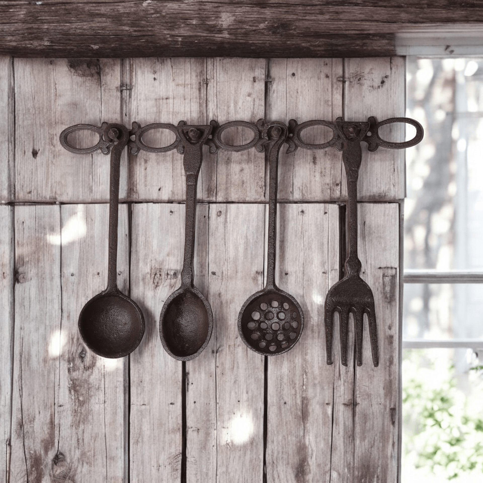 Utensil Kitchen Cast Iron Accessories Wall Set Rustic - The Renmy Store Homewares & Gifts 