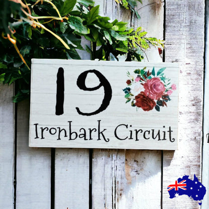 Personalised Street Number Address Floral Custom Cottage Sign - The Renmy Store Homewares & Gifts 