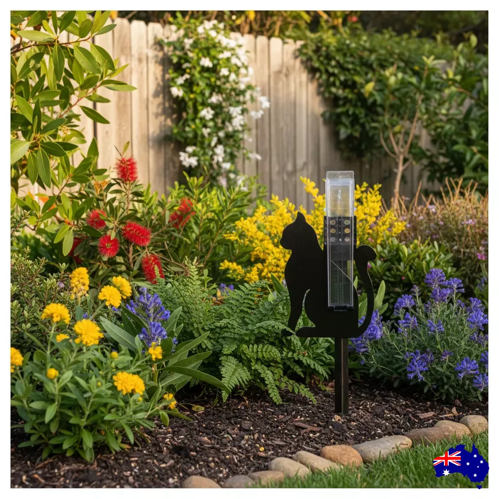 Rain Gauge Cat Kitty - Stake or Wall Mount - Aussie Made