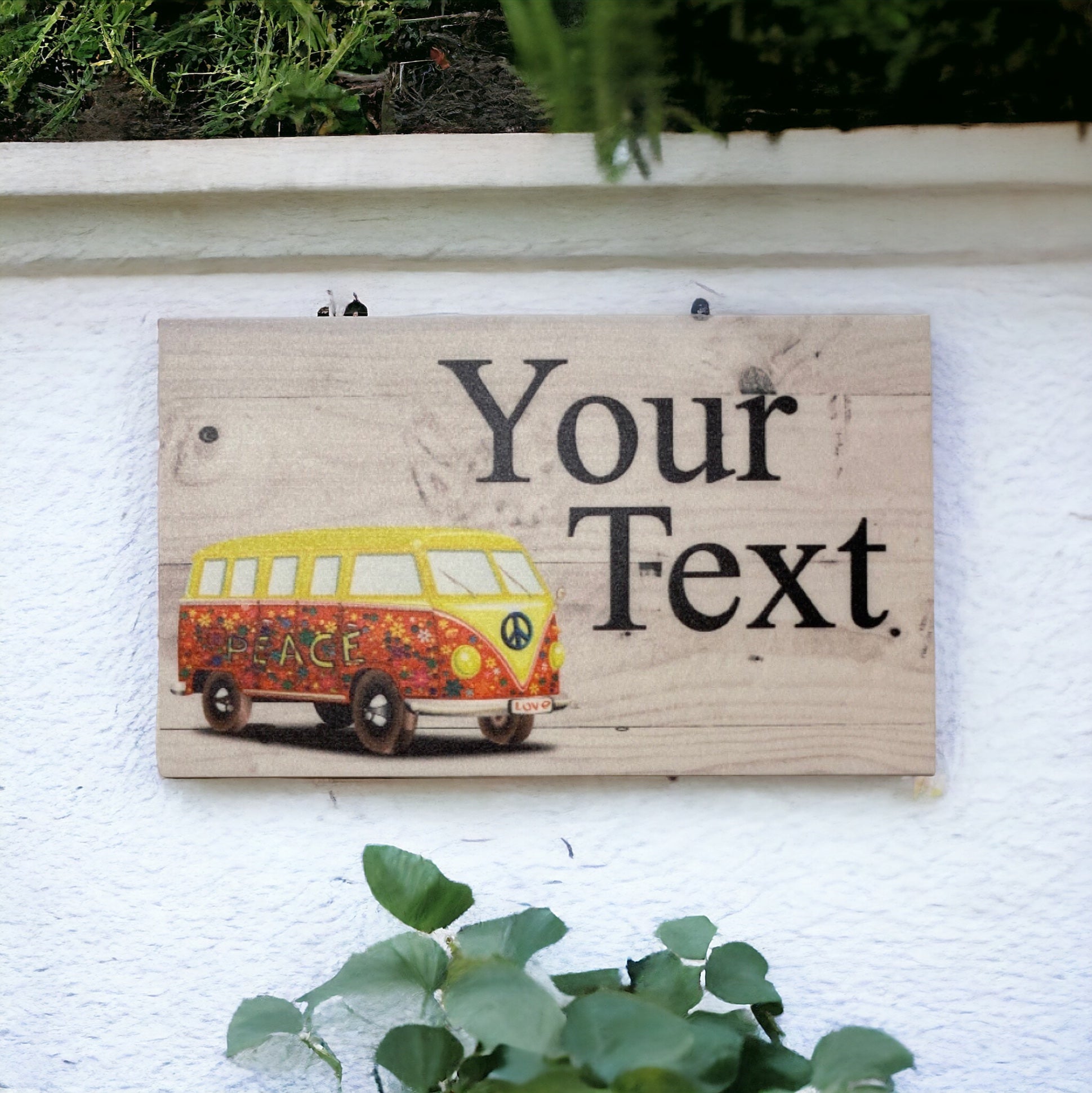 Kombi Yellow Peace Custom Personalised Sign - The Renmy Store Homewares & Gifts 
