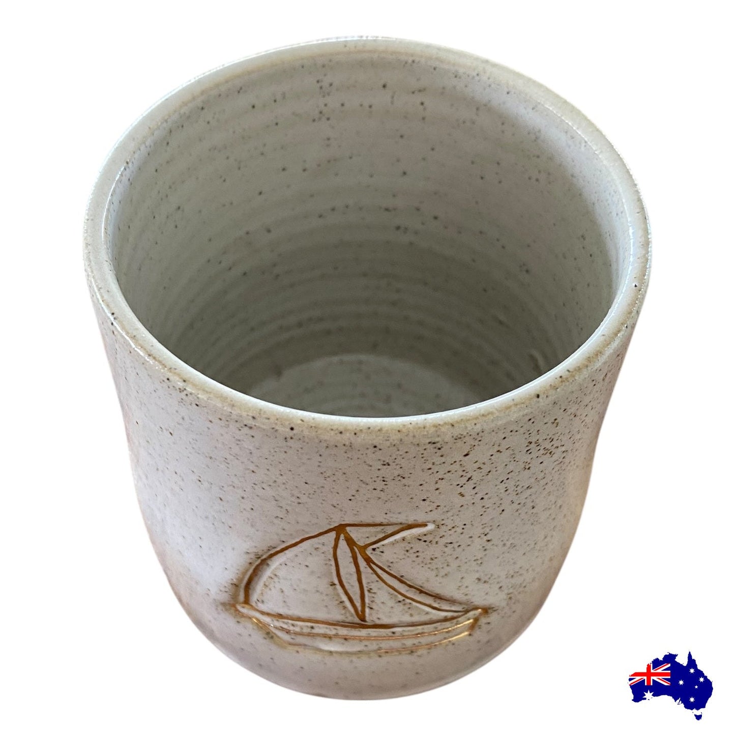 Handmade Sailboat Ceramic Cup Mug | Aussie Made Wolf and Clay Coastal Gift