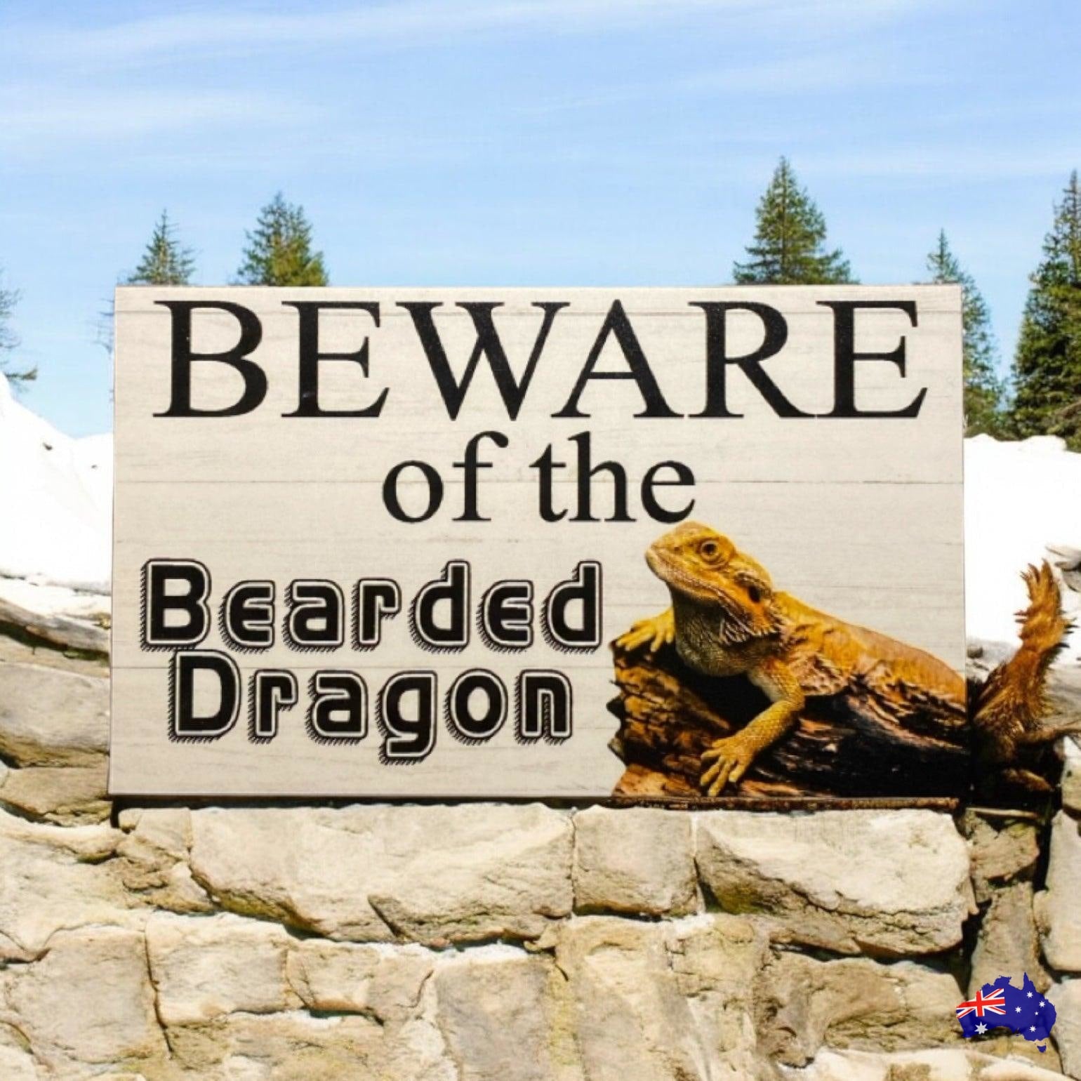 Beware Of The Bearded Dragon Lizard Sign - The Renmy Store Homewares & Gifts 