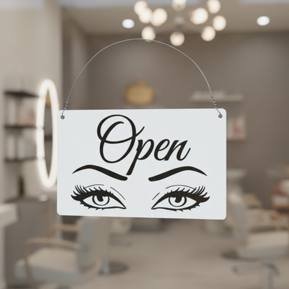 Open Closed Eyes Eyelashes Beauty Shop Sign | Double Sided Hanging Signage Australia
