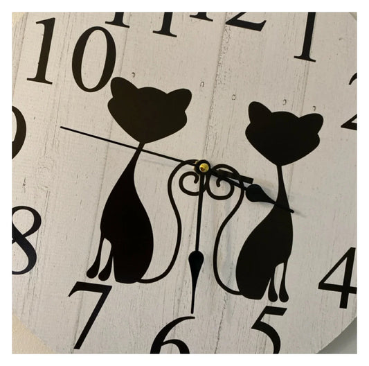 Clock Wall Cat Kitty Love 30cm 60cm Aussie Made