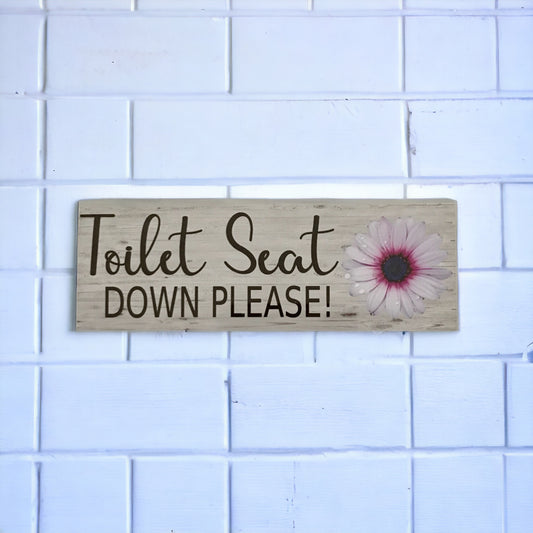 Toilet Seat Down Flower Sign