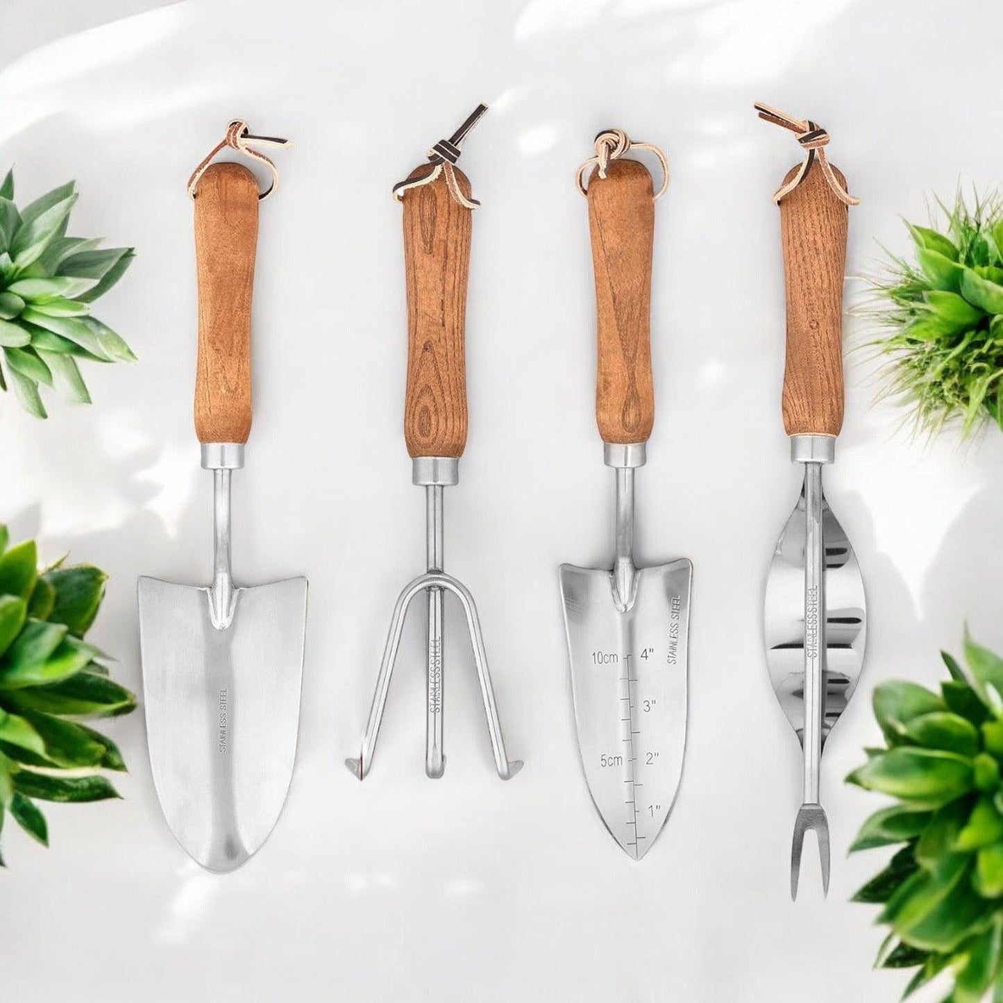 Garden Tool 4 Piece Set Stainless Steel Wooden Handle - The Renmy Store Homewares & Gifts 