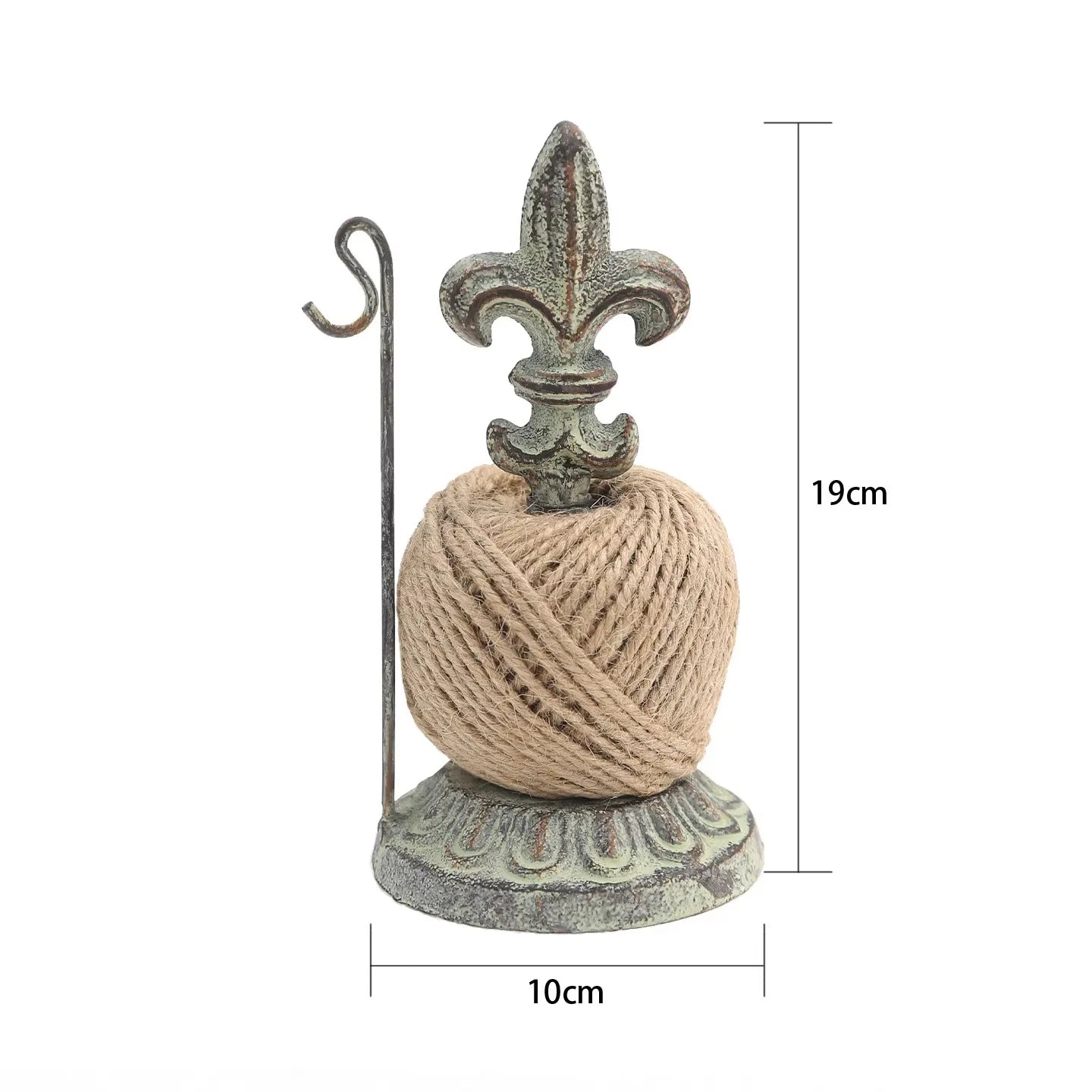 French Provincial Cast Iron Twine Holder & Rope Dispenser | Vintage Fleur de Lis String Holder