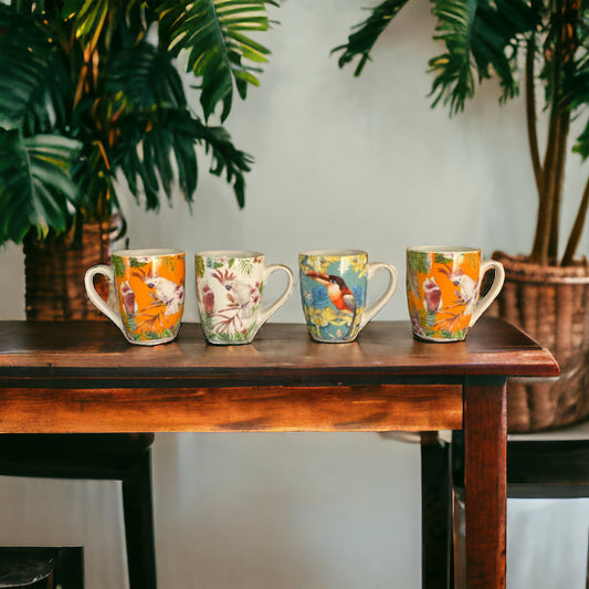 Cup Coffee Mug Set 4 Parrot Bird - The Renmy Store Homewares & Gifts 