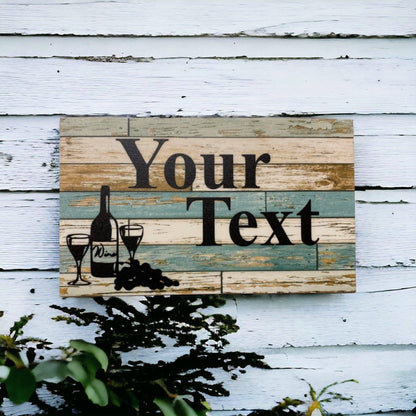 Wine Vintage Rustic Blue Custom Personalised Sign - The Renmy Store Homewares & Gifts 