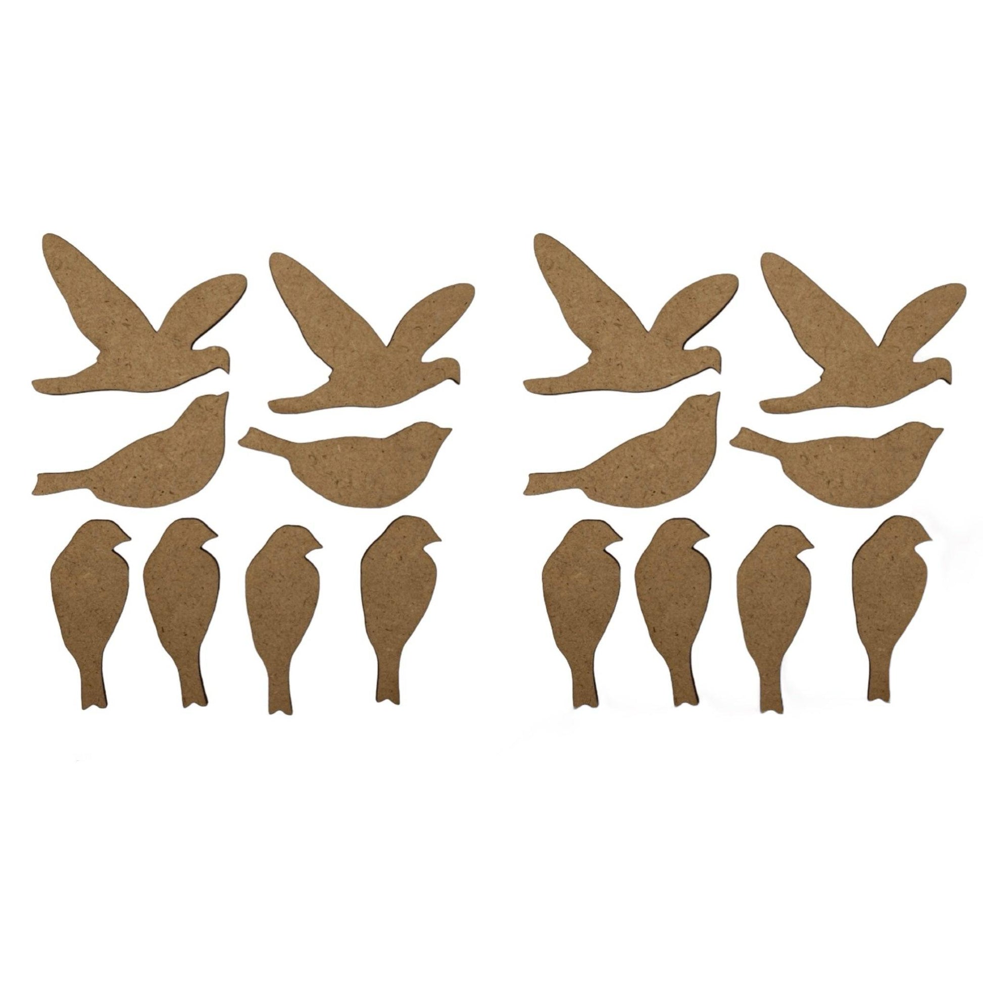 Bird Bird Set of 16 Raw MDF Wooden DIY Craft - The Renmy Store Homewares & Gifts 