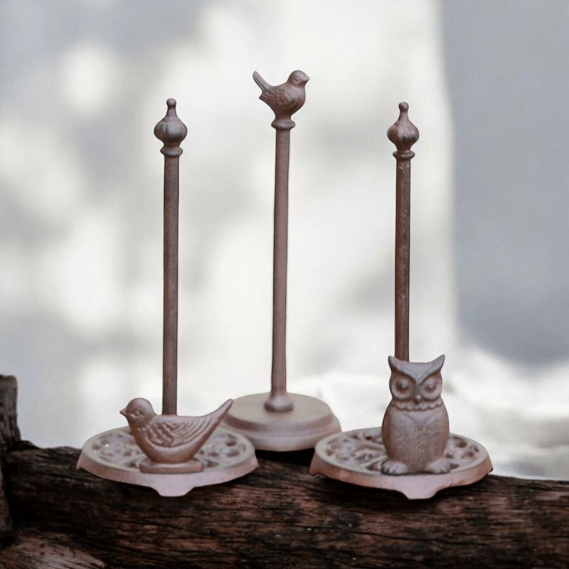 Paper Towel Holder Bird Owl Cast Iron - The Renmy Store Homewares & Gifts 